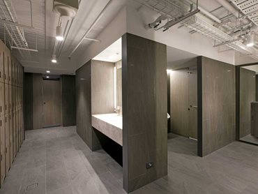 Maxton Fox designed floor-to-ceiling partitioning systems for the restrooms