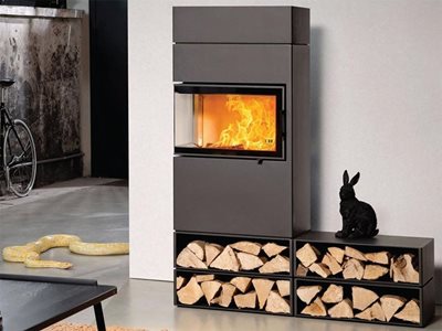 Austroflamm Austrian designed fireplace in living room setting