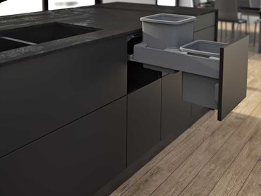 The synchronised concealed soft close runners operate smoothly, allowing the double bins to open easily 