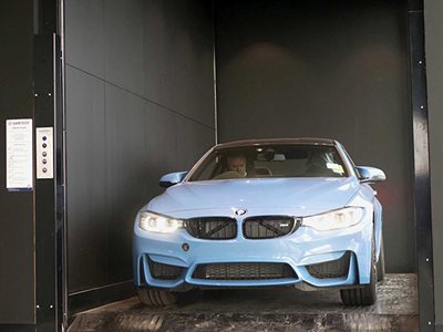 Safetech Vehicle Lift in BMW Showroom