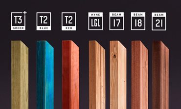 Sustainable all framing timber and GLT product range colour swatches