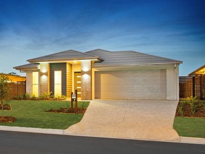 Exterior view of suburban residential home with concrete roof tiles