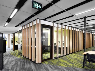 Fusion carpet planks help maintain quiet in the open plan workspace
