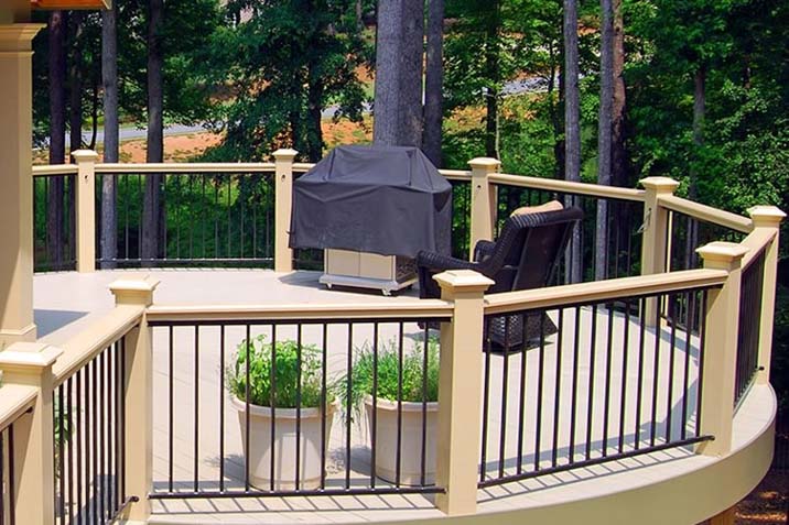 patio deck outdoors stone with railing