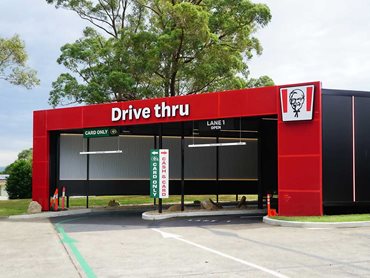 KFC’s drive-thru featuring the custom perforated metal solution 