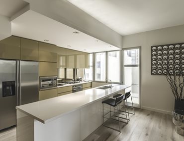 An example of the kitchen in one of The Castlereagh's apartments. 
Image: Tony Owen Partners