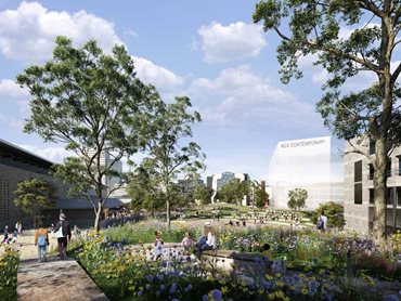 The new 18,000-square-metre public garden facing south (artist impression) HASSELL + SO-IL