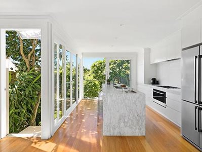 Kitchen interior with custom shelving