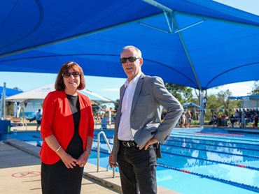 Lake Macquarie Mayor Cr Kay Fraser and State Member for Lake Macquarie Greg Piper (Image supplied by Lake Macquarie City Council)