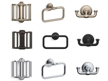 The Artifacts collection by Kohler in oil-rubbed bronze, vibrant brushed bronze and polished chrome finishes