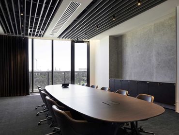Custom metal baffle ceilings were selected for the SkyCity Boardrooms and other event spaces