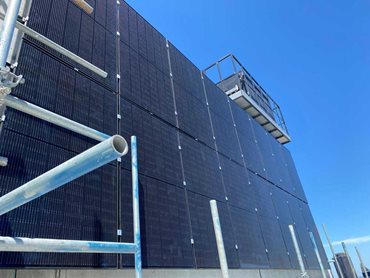 The 42kW solar power system is installed on the core walls of the tower