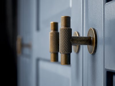 Nover Manor Handles Close Up Blue Door