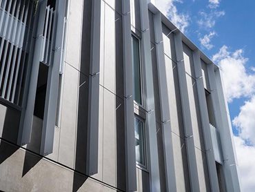 Exterior building facade with non-combustible cladding on Little York St