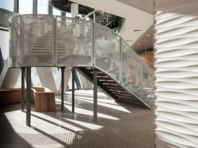 Commercial Interior White Perforated Railing