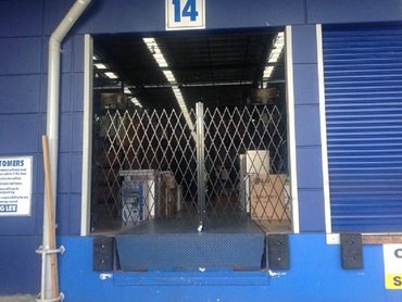 Commercial security barriers at a warehouse