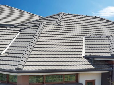 Detailed image of rooftop with concrete tiles 