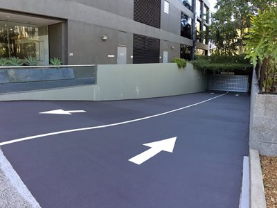 Detailed car park driveway with arrows