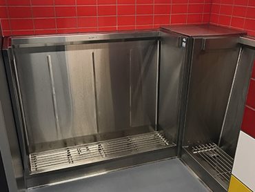 Britex stainless steel vandal resistant Regency slab urinals 