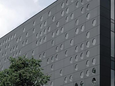 Equitone Natura Through Coloured Fibre Cement Material On Building Facade