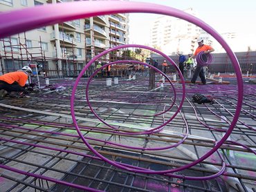 hydronic pink wire construction site steel reinforced for slab