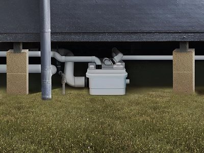 Saniflo Sanicubic High Performance Waste Water Lifting Station Underneath Residential Home Detail