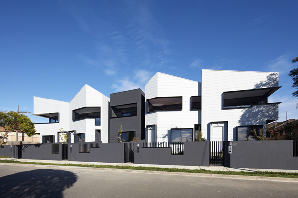 contemporary townhouse streetscape