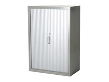 Tambour Door Cabinets for easily storing office supplies by Davell Products l jpg