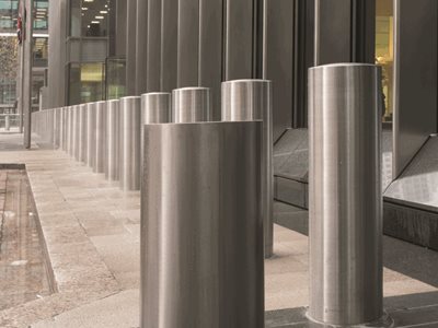 Detailed image of architectural security bollard