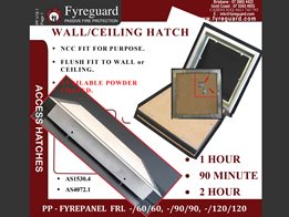 Screw fixed – Ceiling/wall: 1 hour, 90 minute & 2 hour FYREPANEL