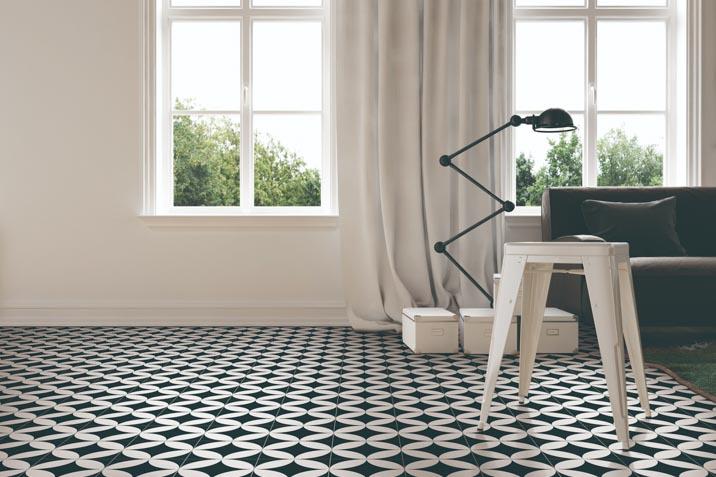 black and white floor tiles elegant design in home office kitchen living room