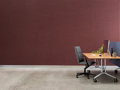 Office Interior Burgundy Acoustic Wall Panelling