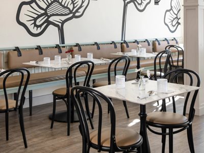HVG Decorative Building Wilsonart® THINSCAPE®Goodfolks Cafe By Unhinged Studio Tables and Chairs