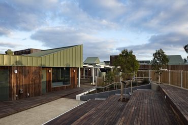 A thermal labyrinth constructed beneath the community amphitheatre, and a transpired air façade system integrated with the north-facing facade of the community courtyard precondition the fresh air supplied to community gathering spaces