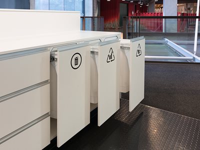 Hideaway Bins White Recycling Station Commercial Interior