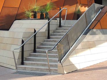 Tactiles were installed at the top and bottom of stairways to warn vision-impaired pedestrians