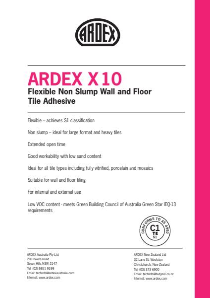 ARDEX X 10 - Flexible Non Slump Wall and Floor Tile Adhesive