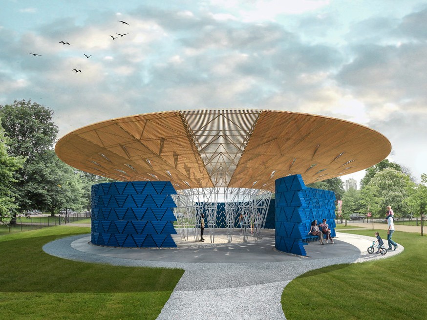 Serpentine Pavilion 2017, Designed by Francis Kéré, Design Render, Exterior. Image:&nbsp;Kéré Architecture
