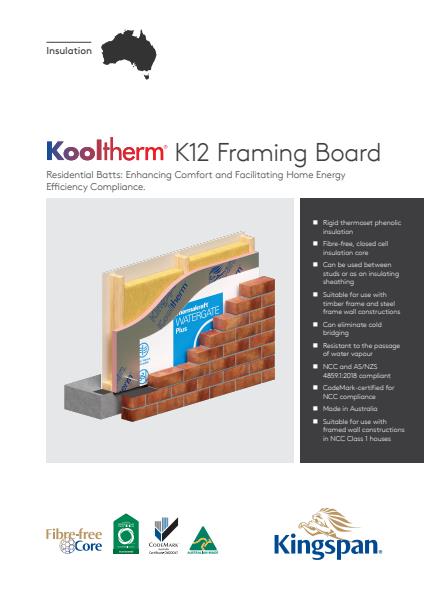 Kooltherm K12 Framing Board Residential Product Datasheet