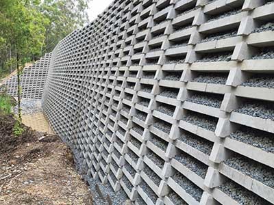 Geogrid reinforced retaining wall at Varsity Heights