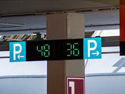 The car park occupancy data is indicated on LED displays installed on every car park level