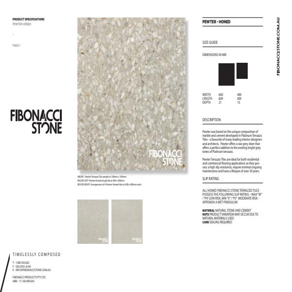 Fibonacci Stone Pewter Terrazzo Leaflet