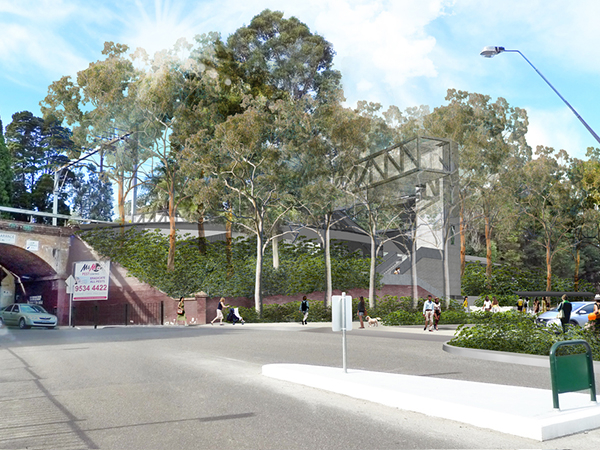 Stair and lift elements, providing much needed equitable access to the platform, have been carefully stitched into the varying landscape conditions of Oatley Parade to the east and Mulga Road to the West.