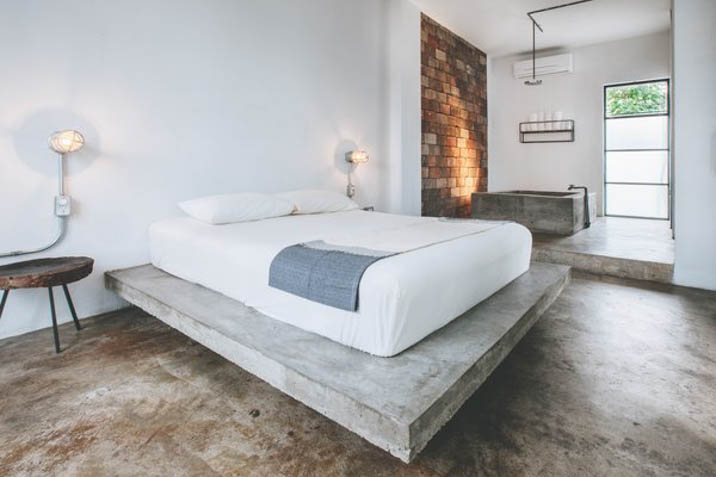 Polished concrete bedroom indoor concrete flooring