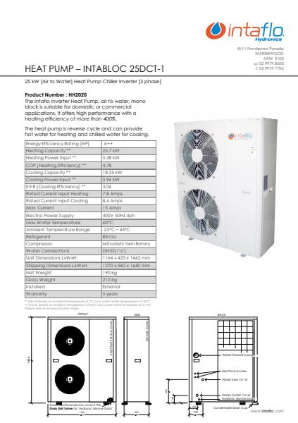 Comfort Heat HH2020 Heat Pump - Intabloc 25DCT-1