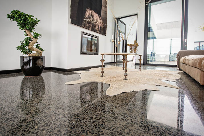 Indoor polished concrete exposed aggregate