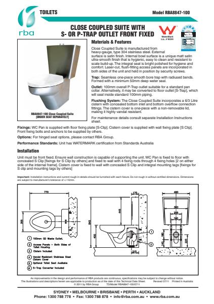 Watermarked Closed Coupled Suite Toilet