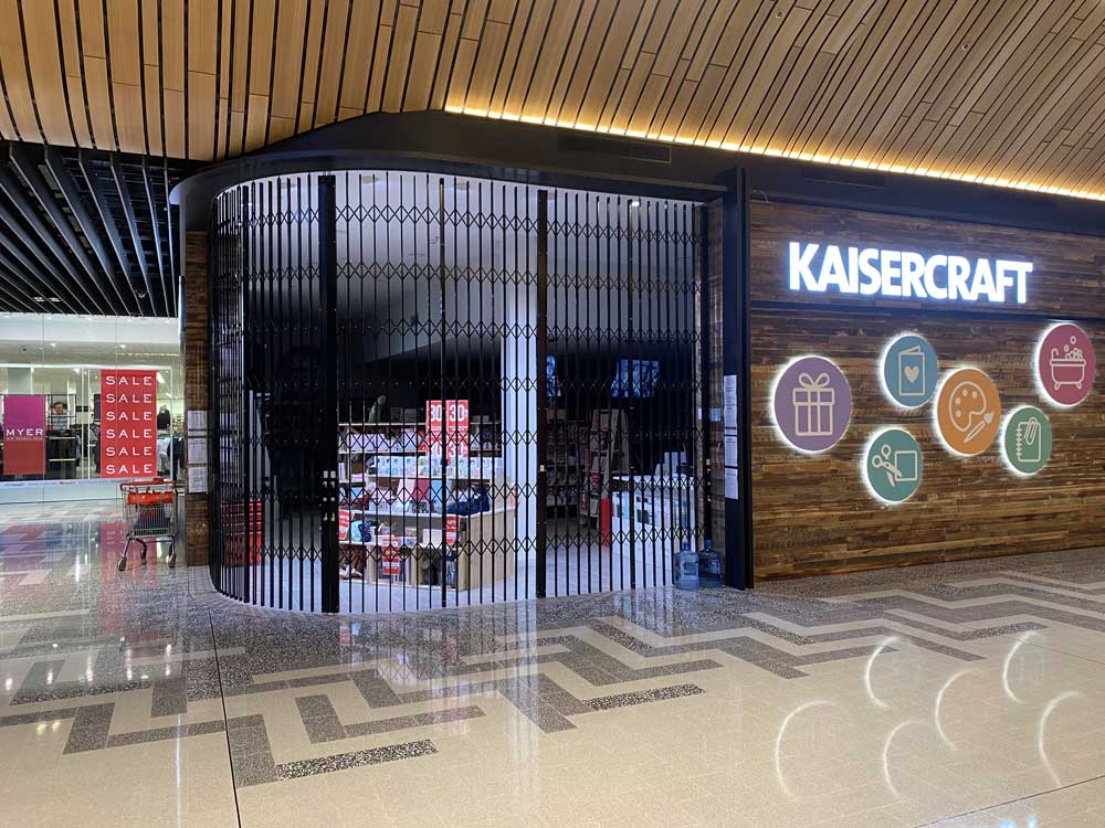 ATDC’s S08 curved security shutters at Kaisercraft Robina