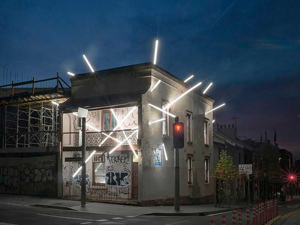 Ian Strange's Light Intersections II installation in Surry Hills, Sydney