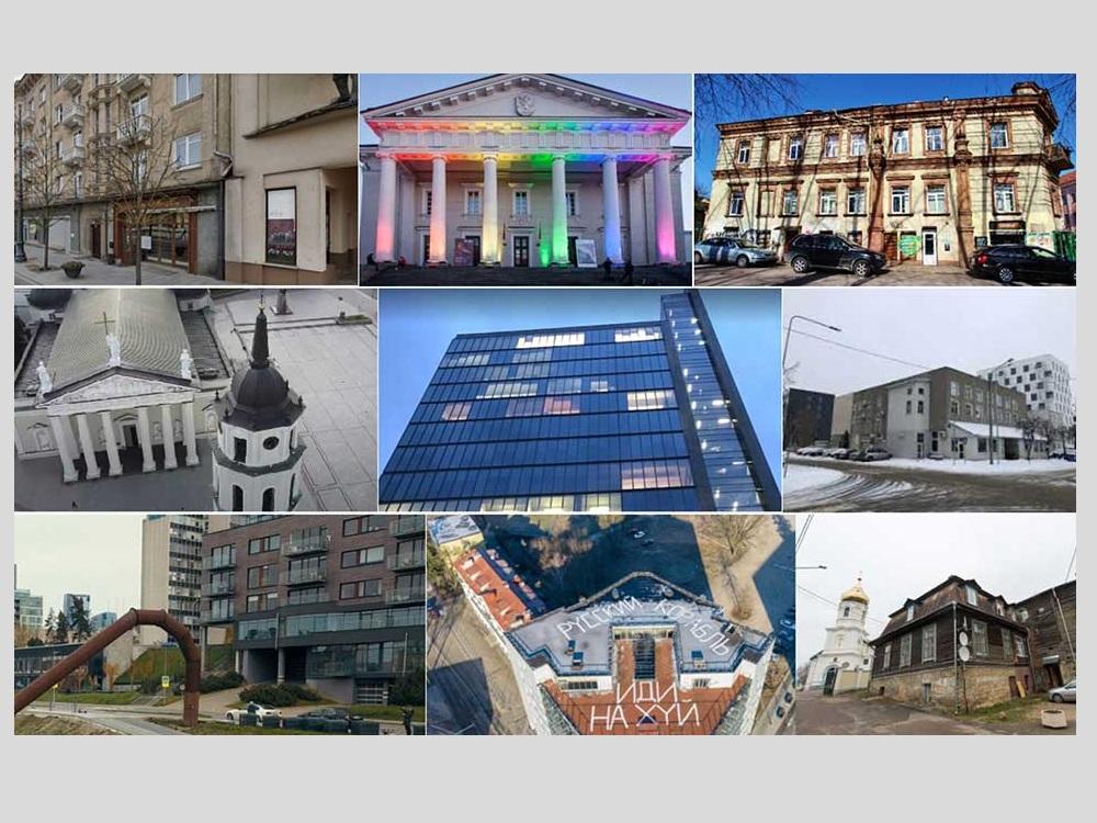 Famous Vilnius (Wilno) buildings used in the research